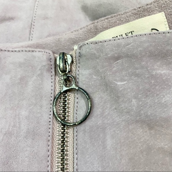 Capulet Sophie Suede A Line Mini Zipper Skirt In Lavender Size L - Picture 3 of 6